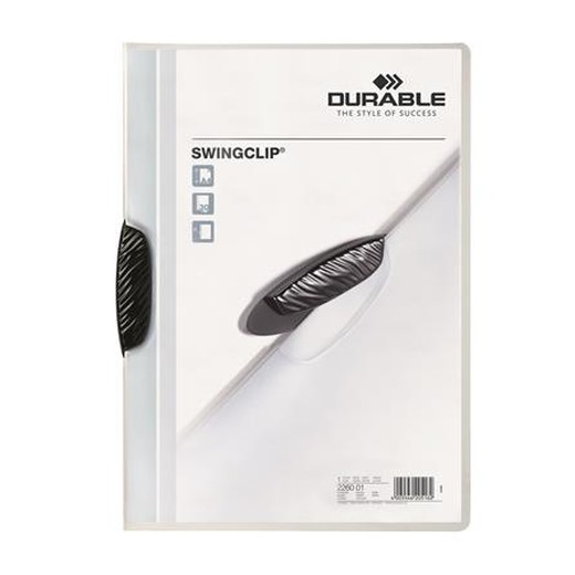 Rýchloviazač, s klipom, A4, DURABLE "Swingclip® 30", čierny