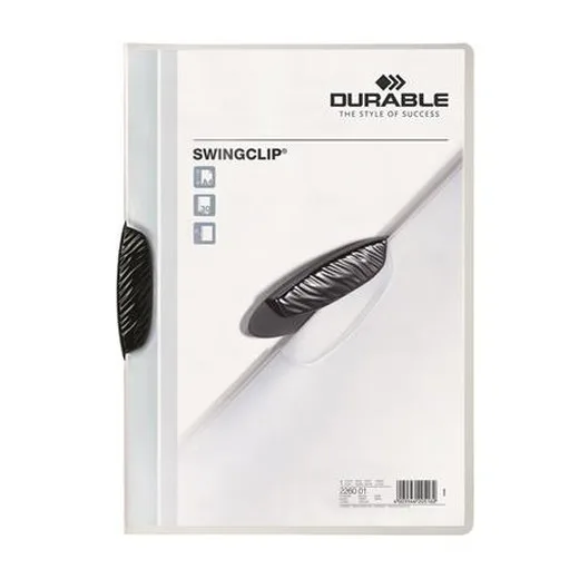 Rýchloviazač, s klipom, A4, DURABLE "Swingclip® 30", čierny