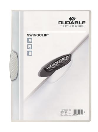 Rýchloviazač, s klipom, A4, DURABLE "Swingclip® 30", biely