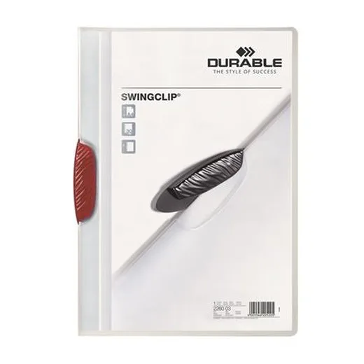 Rýchloviazač, s klipom, A4, DURABLE "Swingclip® 30", červený