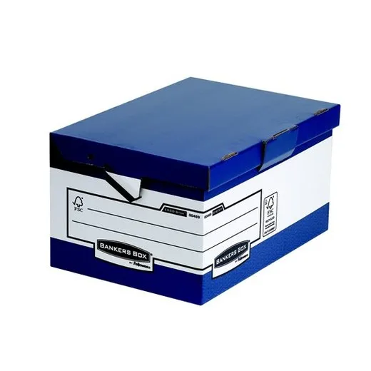 Archívny kontajner, kartónový, ergonomický úchyt, otváranie veka nahor, "BANKERS BOX® by FELLOWES®", modrý
