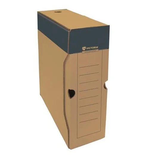Archívny box, A4, 100 mm, kartón, VICTORIA OFFICE, prírodný