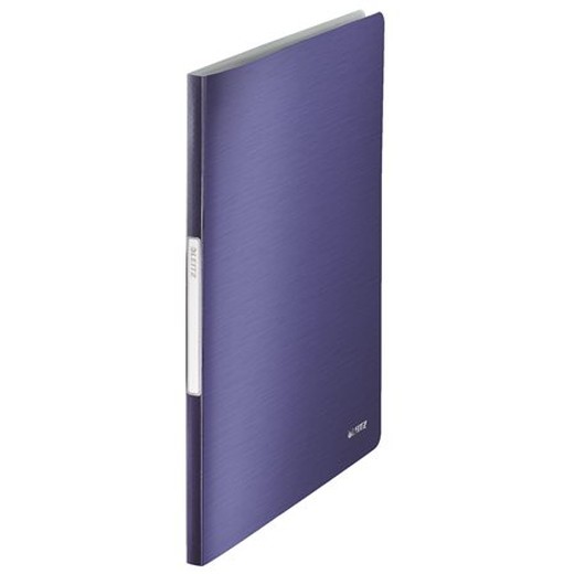 Prezentačná doska, 20 vreciek, A4, LEITZ "Style", titánovo modrá