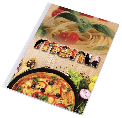 Obal na jedálny lístok, A4, PANTA PLAST "Pizza" , pizza-cestoviny