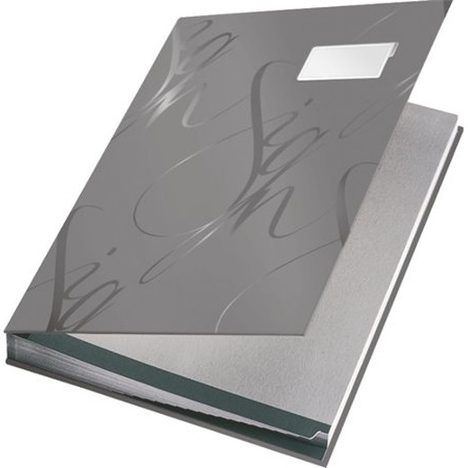 Podpisová kniha, A4, 18 listový, kartón, LEITZ "Design", sivá