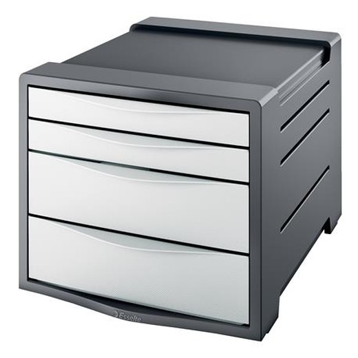 Zásuvkový box, plastový, 4 zásuvky, ESSELTE "Europost", Vivida biela