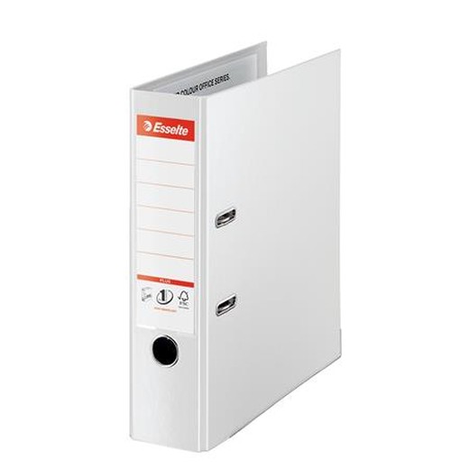 Pákový šanón, 80 mm, A4, PP/PP, s ochranným spodným kovaním, ESSELTE "Standard Plus", Vivida biely