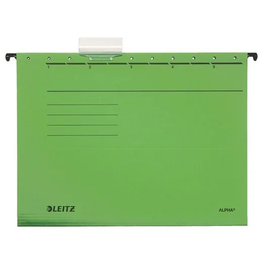 Závesná zakladacia doska, kartón, A4, LEITZ "Alpha", zelená