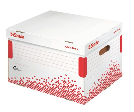 Archívny kontajner, recyklovaný kartón, otváranie smerom nahor, ESSELTE "Speedbox", biely