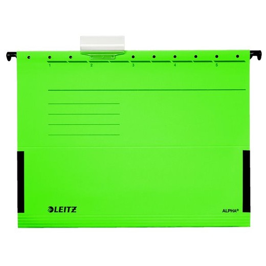 Závesná zakladacia doska, s bočnicami, kartón, A4, LEITZ "Alpha", zelená