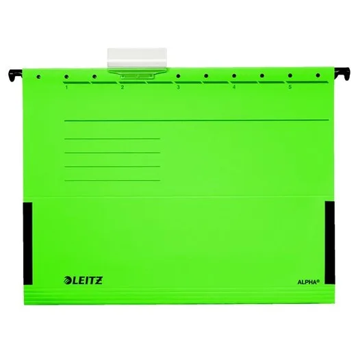 Závesná zakladacia doska, s bočnicami, kartón, A4, LEITZ "Alpha", zelená