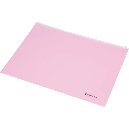 Obálka na zips, A4, PP, PANTA PLAST, pastelovo ružová
