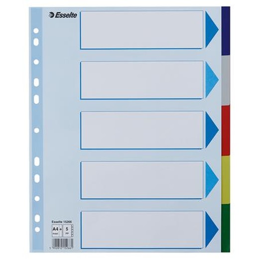 Register, plastový, A4 Maxi, 5 dielny, ESSELTE