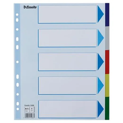 Register, plastový, A4 Maxi, 5 dielny, ESSELTE
