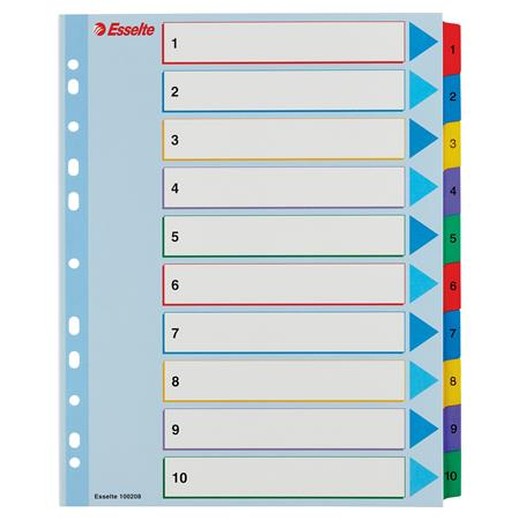 Register, laminovaný kartón, A4 Maxi, 1-10, prepisoavteľný, ESSELTE