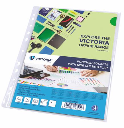 Euroobal, s bočnou chlopňou, A4, 150 mikr., číry, VICTORIA OFFICE