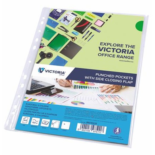 Euroobal, s bočnou chlopňou, A4, 150 mikr., číry, VICTORIA OFFICE
