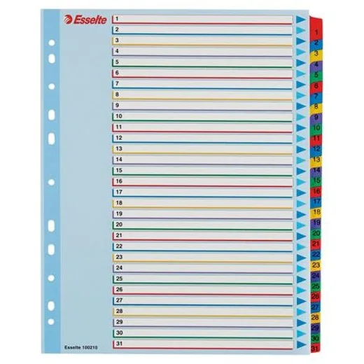 Register, laminovaný kartón, A4 Maxi, 1-31, prepisovateľný, ESSELTE