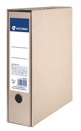 Pákový šanón s obalom z prírodného materiálu, 75 mm, A4, kartón, VICTORIA OFFICE, prírodný