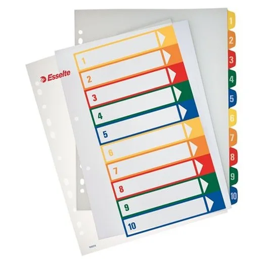 Register, plastový, A4 Maxi, 1-10, potlačiteľný, ESSELTE, priehľadný