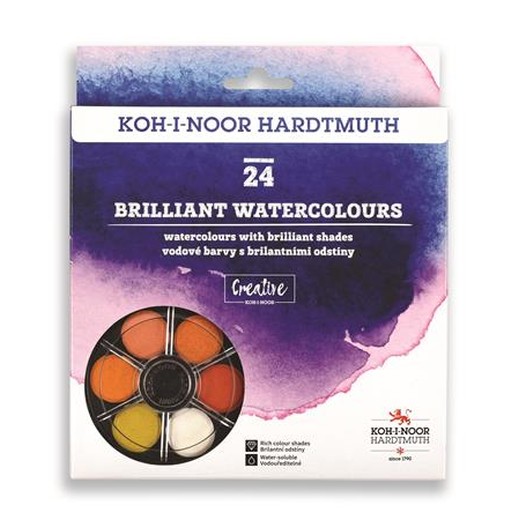 Anilínové vodové farby, 24-kusové, 22,5 mm, KOH-I-NOOR "Brillant"