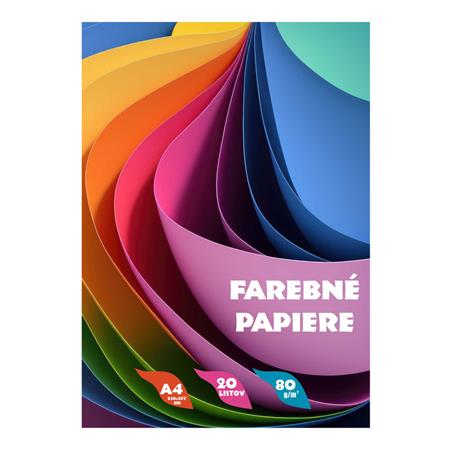 Farebný papier, A4, 20 listov, mix 10 farieb
