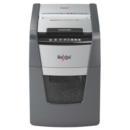 Skartovací stroj, konfety, 90 listov, REXEL, "Optimum AutoFeed+ 90X"