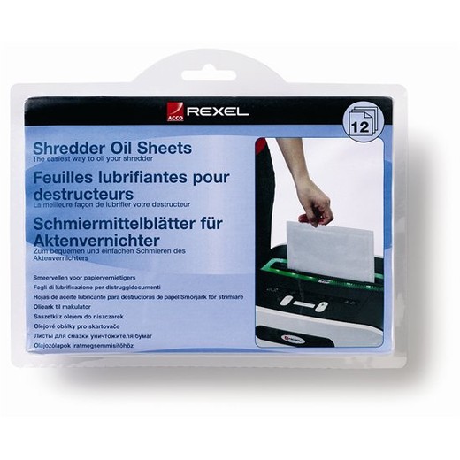 Olejový papier, pre údržbu skartovacích strojov, A5, 12 ks, REXEL