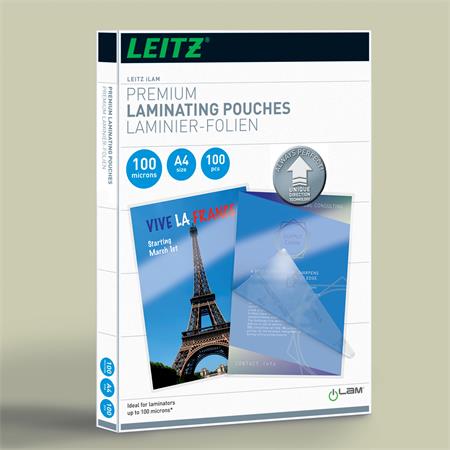Laminovacia fólia, 100 mikr., A4, lesklá, UDT technológia LEITZ "iLam"