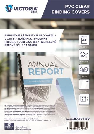 Obal k špirálovej väzbe, A4, 140 mikr., VICTORIA OFFICE, priehľadná
