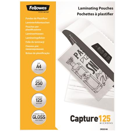 Laminovacia fólia, 125 mikr., A4, lesklá, 250 ks, FELLOWES.