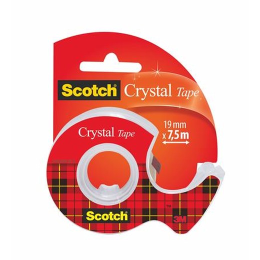 Lepiaca páska, s dispenzorom, 19 mm x 7,5 m, 3M SCOTCH "Crystal"