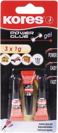 Sekundové lepidlo, gél, 3x1g, 3x1 g, KORES "Power Glue Gel"