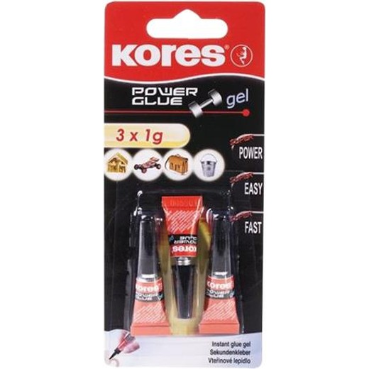 Sekundové lepidlo, gél, 3x1g, 3x1 g, KORES "Power Glue Gel"
