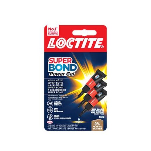 Sekundové lepidlo, gél, 3 x 1 g, HENKEL "Loctite Super Bond POWER Gél Mini Trio"