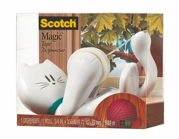 Dispenzor na lepiacu pásku, stolový, s lepiacou páskou, 3M SCOTCH "C39", mačička