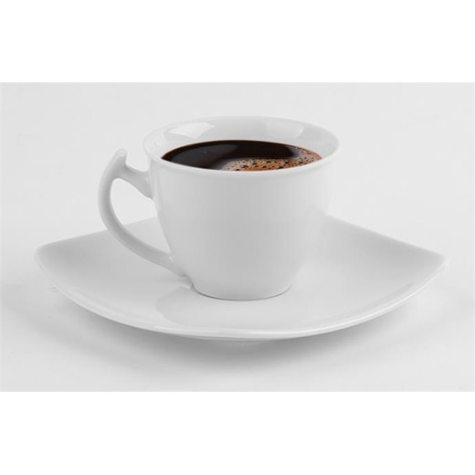 Kávová a čajová súprava, porcelán, hranatá, 25 cl, 6 ks, ROTBERG, "Quadrate", biela