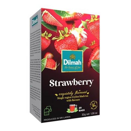 Čierny čaj, 20x1,5g, DILMAH, s vôňou jahôd