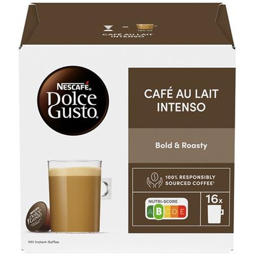 Kávové kapsule, 16 ks, NESCAFÉ DOLCE GUSTO "Café au Lait Intenso"