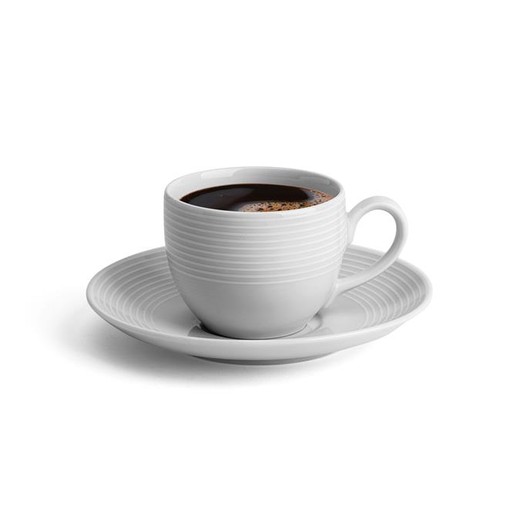 Mokka šálka + podšálka, porcelán, 10 cl, 6 ks, ROTBERG, "Elegante", biela