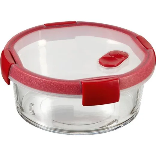 Dóza na potraviny, okrúhla, sklenená, 1,2 l, CURVER "Smart Cook", červená