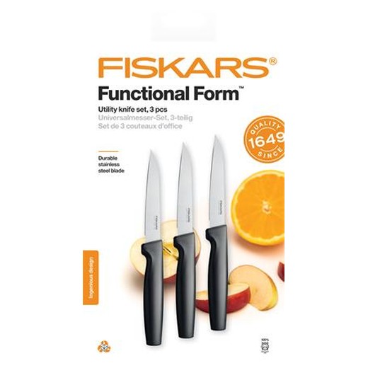 Set univerzálnych nožov, 11 cm, FISKARS "Functional Form", čierna