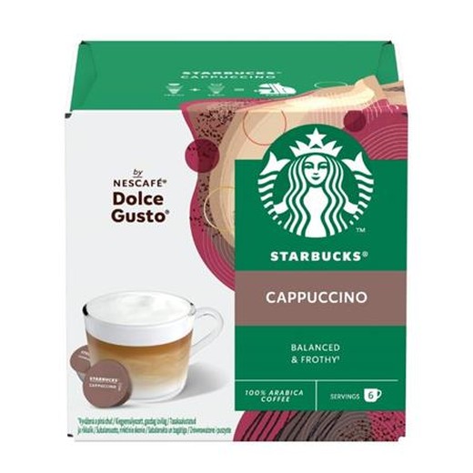 Kávové kapsule, 12 ks, STARBUCKS by Dolce Gusto®, "Cappuccino"