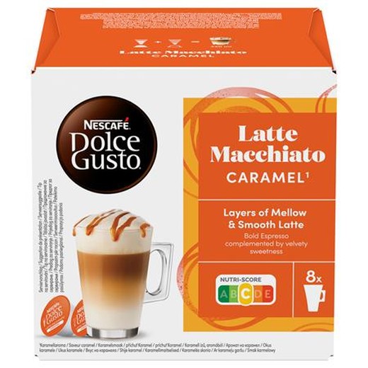 Kávové kapsule, 8x2 ks, NESCAFÉ DOLCE GUSTO "Latte Macchiato", karamelové