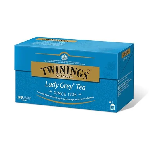 Čierny čaj, 25x2 g, TWININGS "Lady grey"