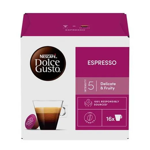 Kávové kapsule, 16 x 5,5 g, NESCAFÉ DOLCE GUSTO "Espresso"