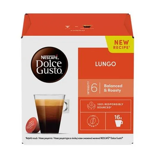 Kávové kapsule, 16 ks, NESCAFÉ DOLCE GUSTO "Caffé Lungo"