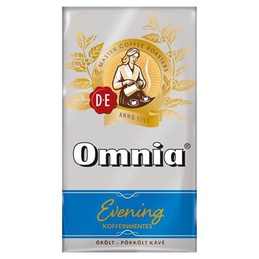 Káva, pražená, mletá, vákuové balenie, 250 g, DOUWE EGBERTS "Omnia Evening", bezkofeínová