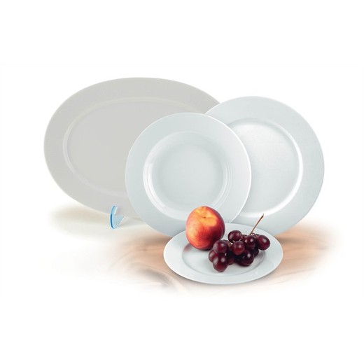 Plytký tanier, porcelán, 24 cm, 6 ks, ROTBERG, "Basic", biely