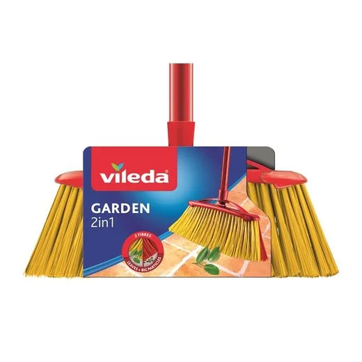 Metla, exteriérová, s rukoväťou, VILEDA "2in1 Garden"